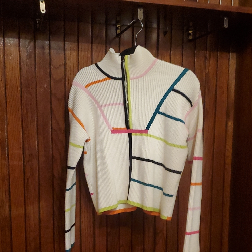ENGLISH FACTORY SIZE LARGE Colorful Geometric Women's Sweater